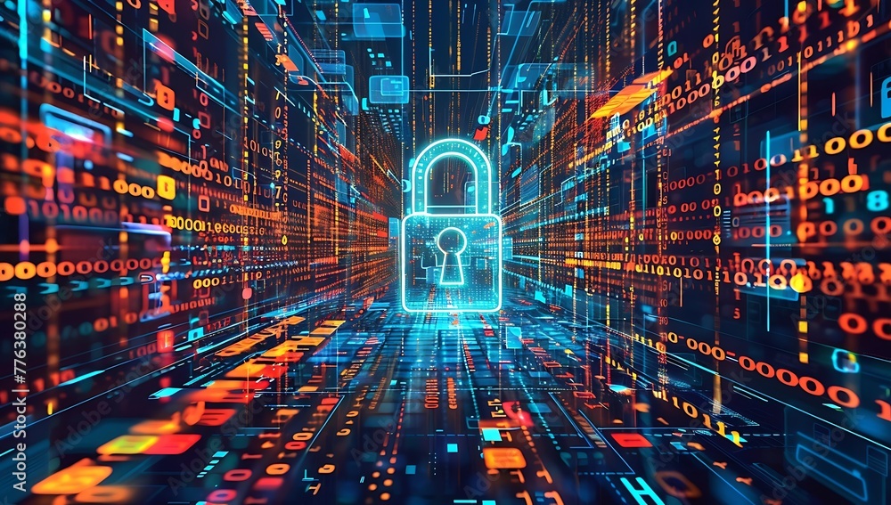Aufkleber cyber security and online data protection with tacit secured encryption software. concept of smart d