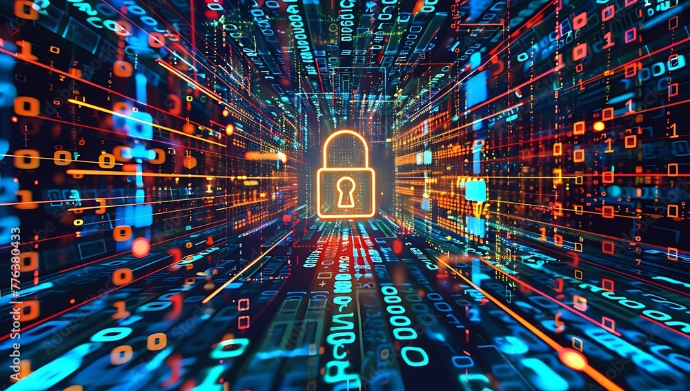 Aufkleber cyber security and online data protection with tacit secured encryption software. concept of smart d