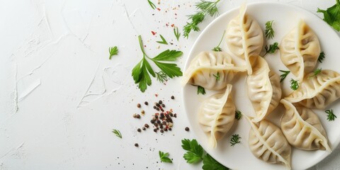 boiled dumplings with herbs Generative AI