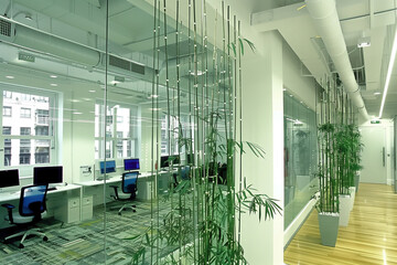 office full of green plants - 776382476