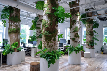office full of green plants - 776382647