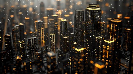 Skyscrapers, black gold skyscrapers, black gold cityscape, city office apartment buildings, luxury black wallpaper, buildings city skyscrapers wallpaper background. Generative AI