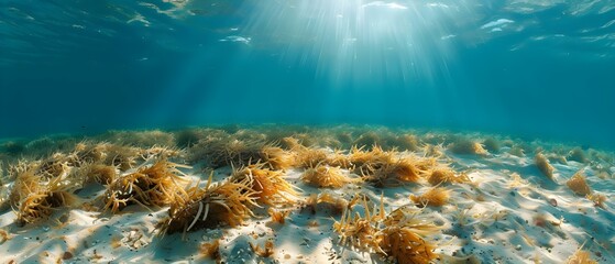 Accumulation of Posidonia oceanica fibers in the ocean bed. Concept Marine Ecology, Seagrass Habitats, Ocean Bed Pollution, Posidonia oceanica fibers