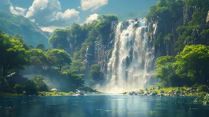 Deurstickers waterfall in the forest © rajpoot 
