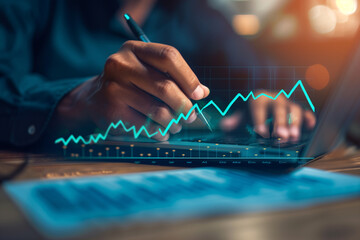 Analyzing Financial Growth Trends on Digital Tablet