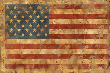 Fototapeta na wymiar Vintage American Flag on Paper