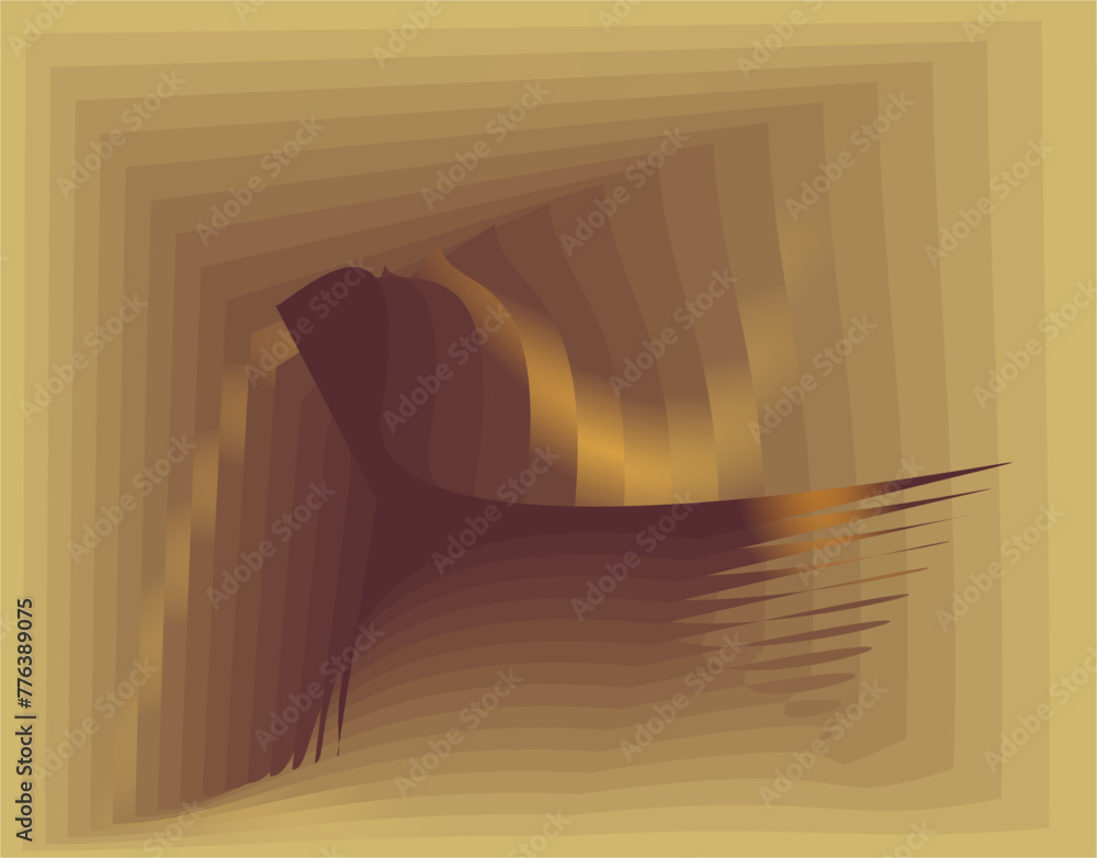 Poster a composition of lines, planes and abstract shapes is arranged on a background of gold and brown gra