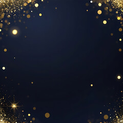 abstract background with Dark blue and gold particle. Christmas Golden light bokeh on navy blue background. black bokeh background black texture dark Gold foil texture. Holiday. ai