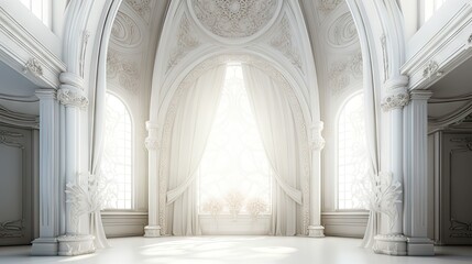 white wall interior castle photo realistic UHD Wallpaper