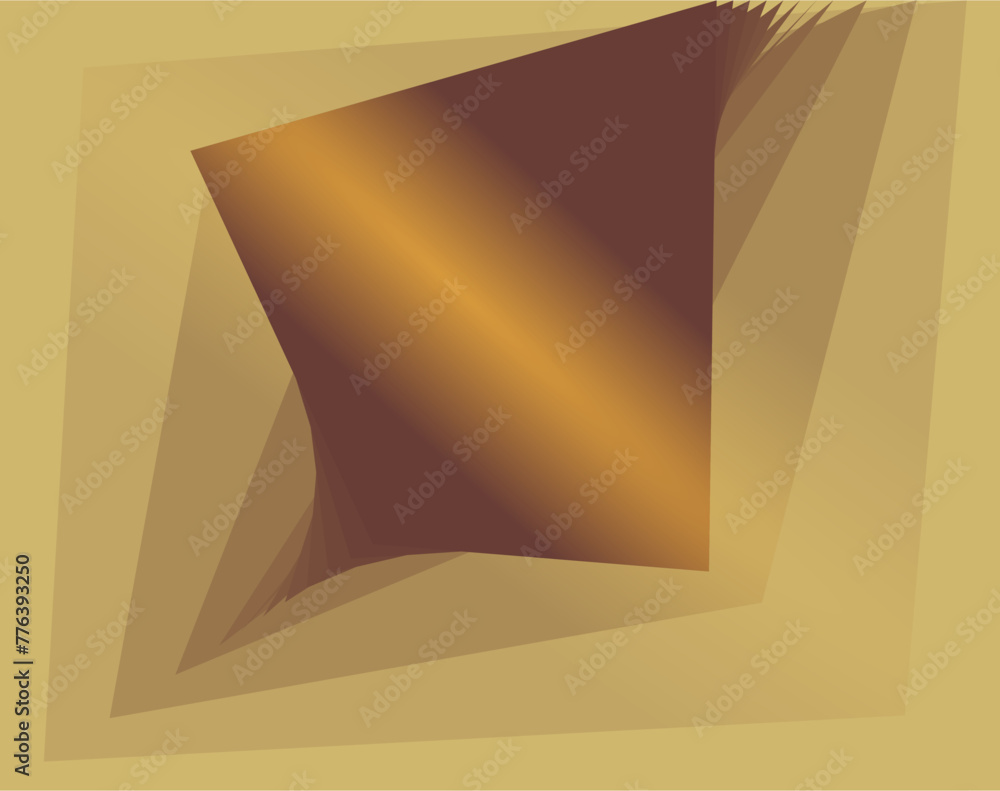 Poster a composition of lines, planes and abstract shapes is arranged on a background of gold and brown gra