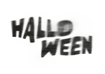 Halloween. Black lettering isolated on white background with texture, creepy, ghostly feeling. With blur, dirty, erased, gloomy, dark. Ideal composing layouts. Scary calligraphy terror witch night.