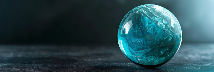 Mystical Glass Sphere with Blue Light and Smoke  - obrazy, fototapety, plakaty