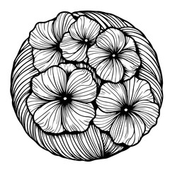 Floral Yarn Ball Black Vector Illustration
