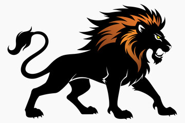 crazy lion vector silhouette on white background 