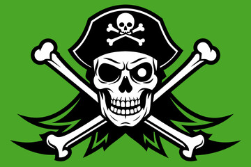 A skull and crossbones pirate jolly roger grim reaper vector silhouette 