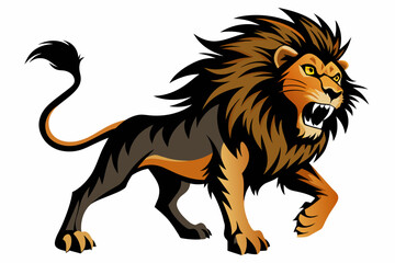 crazy lion vector silhouette on white background 