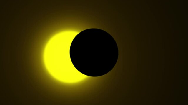 Animation of a solar eclipse on a black background. 3d rendering.