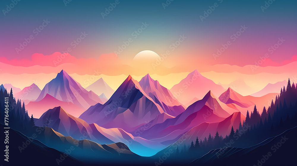 Wall mural Gradient Abstract Mountain Background Design - Wall murals