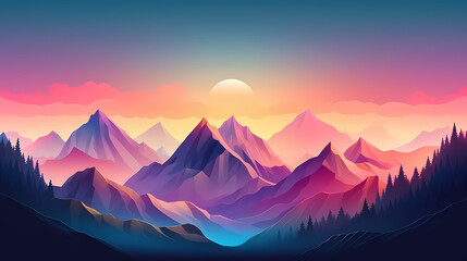 Gradient Abstract Mountain Background Design