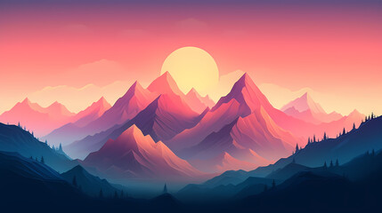 Gradient Abstract Mountain Background Design - obrazy, fototapety, plakaty