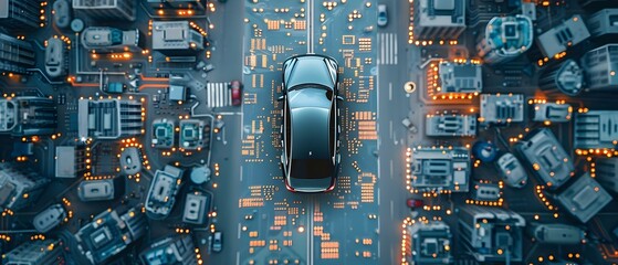 Global shortage of microchips impacts car industry causing production delays and scarcity. Concept Global Semiconductor Shortage, Auto Industry Impact, Production Delays, Scarcity Crisis - obrazy, fototapety, plakaty