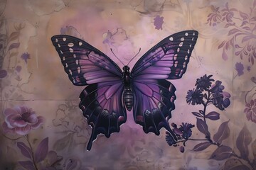 Beautiful purple butterfly painting art