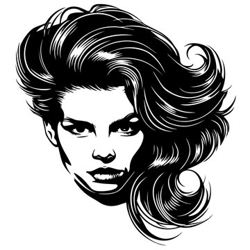 recommend clip art: Stylized Black Vector Woman's Portrait
                    