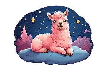 Fototapeta premium graphics funny animal pink llama