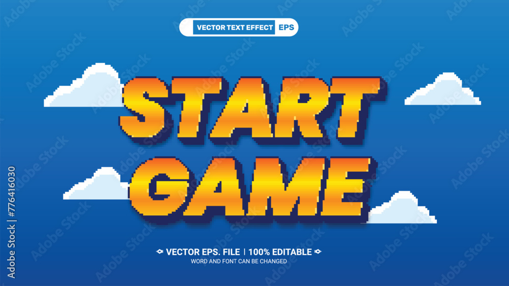 Poster start game editable 3d pixel art text style effect