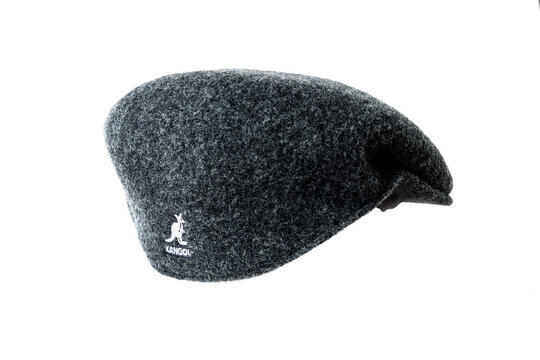 Cap with Kangol emblem made of wool isolated on white background.