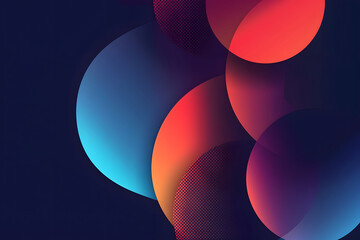 abstract background in the form of gradient circles on a dark background. Geometric design in blue and orange tones