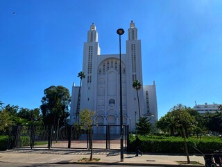low angle view of cathédrale sacré-cœur  landmark - Casablanca, Morocco
