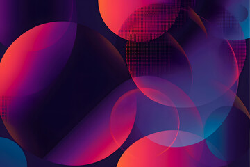 abstract background in the form of gradient circles on a dark background. Geometric design in blue and orange tones