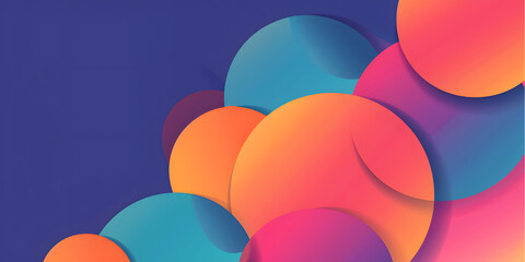 abstract background in the form of gradient circles on a dark background. Geometric design in blue and orange tones