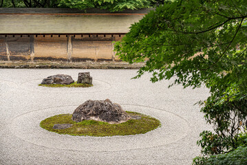 Zen Rock Garden in Ryoanji Temple in Kyoto.
This famous rock garden was built around the year 1450.

