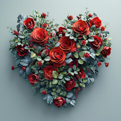 Heart of flowers Valentines Day. Gift photo generative ai