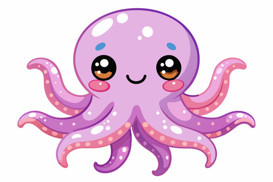 adorable octopus kawaii style vector illustration