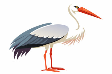 stork on the way of preying vector arts illustration