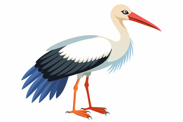 stork on the way of preying vector arts illustration