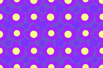 Purple, violet, nice, cote, bright cartoon flowers,  seamless vector pattern for design and decoration. 