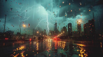 Stormy Cityscape - obrazy, fototapety, plakaty