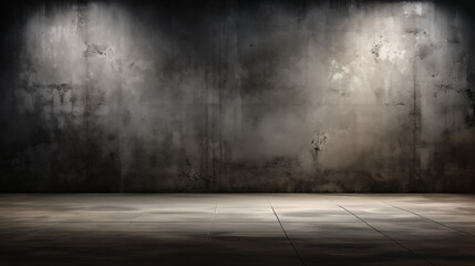 Dramatic Lighting Over Grunge Textured Concrete Wall and Floor