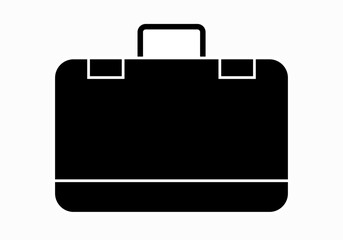 Icono negro de maleta en fondo blanco.