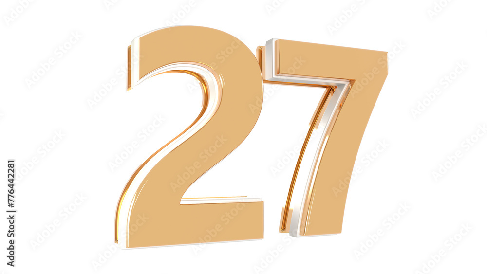 Sticker 3d number 27 gold 3d numbers element for design