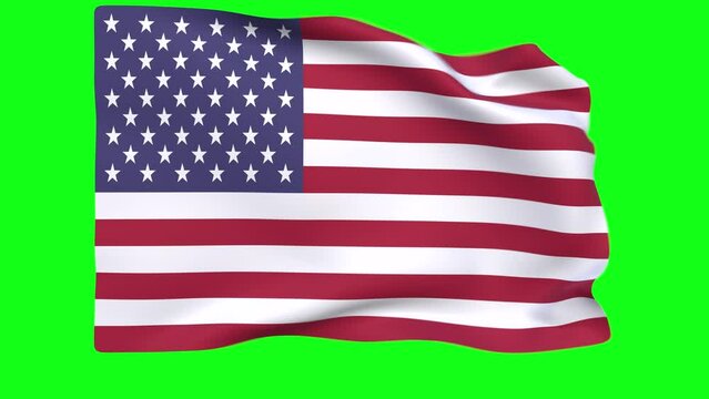Waving flag of United States Animation 3D render Method
