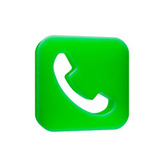 Plastic green icon of phone sign