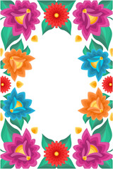 Marco bordado flores México ilustración, transparencia