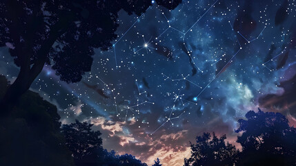 A night sky where the stars form patterns and constellations that tell ancient stories. - obrazy, fototapety, plakaty