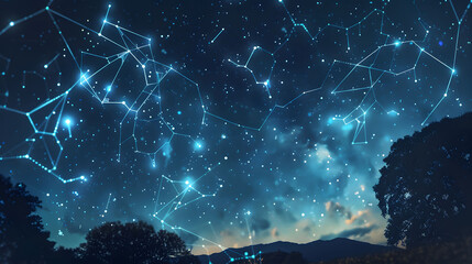 A night sky where the stars form patterns and constellations that tell ancient stories. - obrazy, fototapety, plakaty