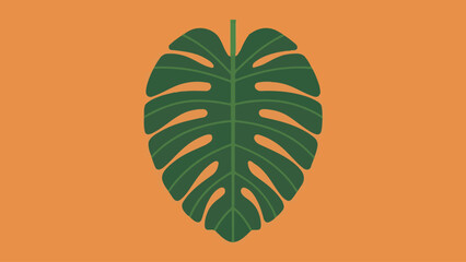 Vector Illustration: Monstera Leaf in Flat Design Style